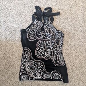 White House Black Market Black Halter Top With Tie In Back.